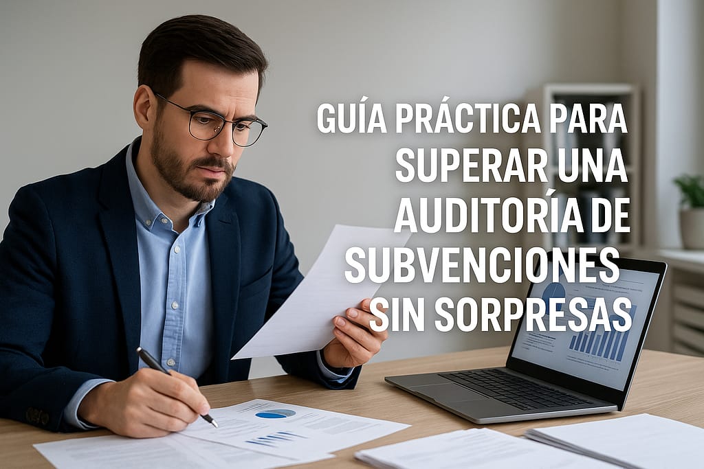 Profesional revisando documentación para auditoría de subvenciones