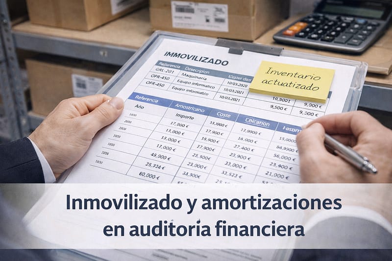 Detalle de documentación contable sobre activos fijos y amortizaciones en un entorno de auditoría financiera