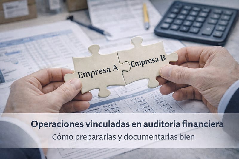 Persona encajando dos piezas de puzle representando operaciones vinculadas en una auditoría financiera