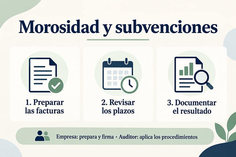 Certificado de morosidad para subvenciones: preparar facturas, revisar plazos y documentar resultados